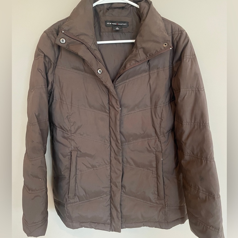 New York & Co brown puffer jacket, size small